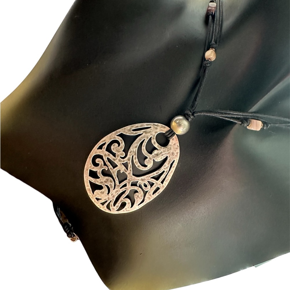 Silpada Sterling Silver Cutout Pendant on Multi-strand Beaded Cord Necklace